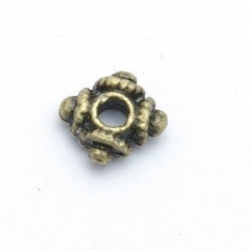 Metaal, spacer, vierkant, antique goud, 7 mm (20 st.)