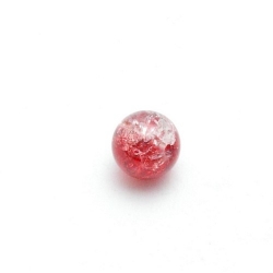 Crackle kraal, rond, rood, 8 mm (25 st.)
