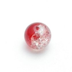 Crackle kraal, rond, rood, 12 mm (15 st.)