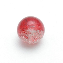 Crackle kraal, rond, rood, 14 mm (10 st.)