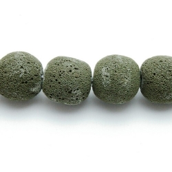 Lava kraal, rond, legergroen, 20 mm (5 st.)