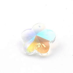 Glashanger, bloem met facetten, chrystal, AB, 28 mm (1 st.)