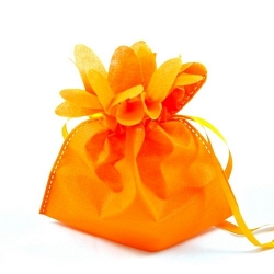 Cadeautasje, bloem, oranje, 18 x 17 cm (1 st.)