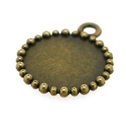 Metaal, bedel, antique goud, rond, 22 mm (3 st.)