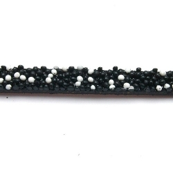 Natuurleer plat zwart/wit 5mm (1 mtr.)